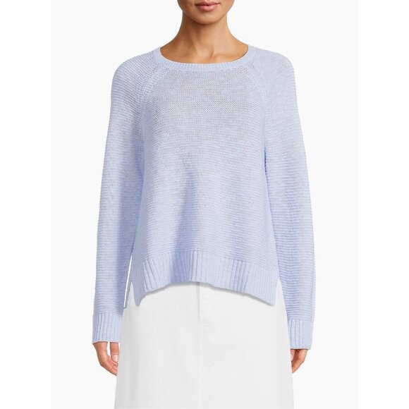 Eileen Fisher Linen-Cotton Raglan-Sleeve Sweater M - Picture 4 of 14